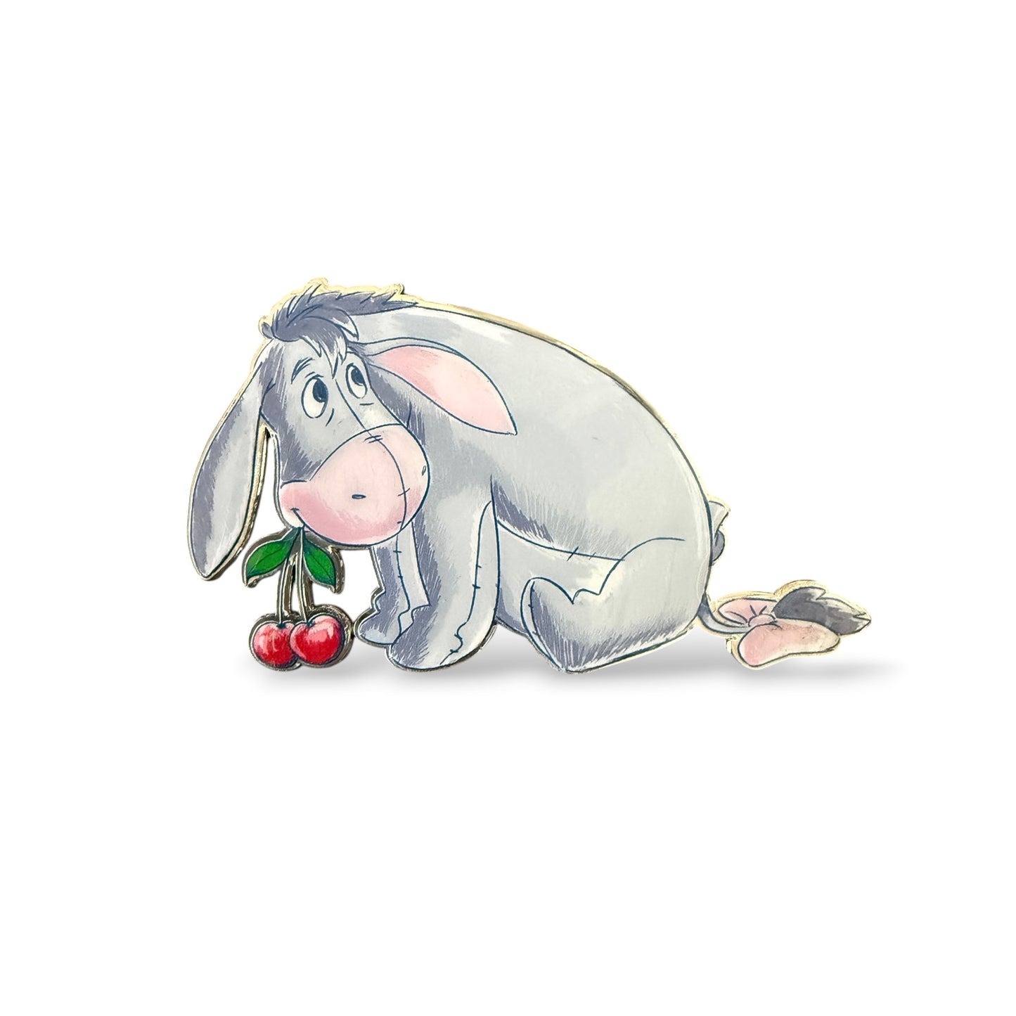 DLRP Winnie the Pooh Watercolor Eeyore Holding Cherries in His Mouth Pin