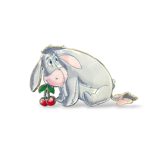 DLRP Winnie the Pooh Watercolor Eeyore Holding Cherries in His Mouth Pin