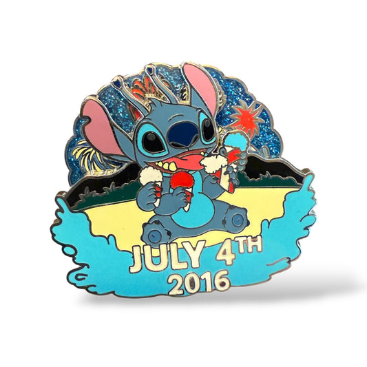 Disney Parks 4th of July 2016 Stitch Eating Ice Cream Cones Spinner Pin
