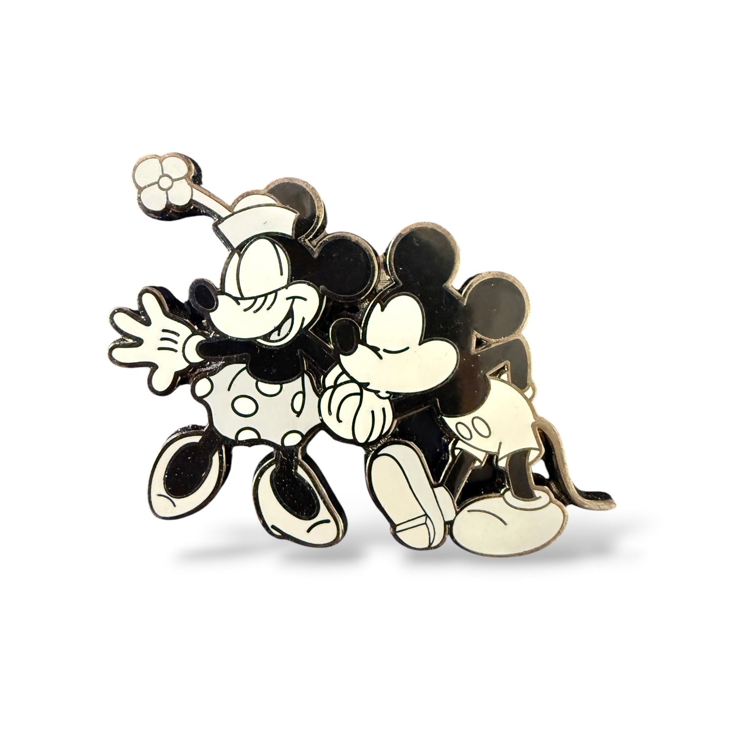 DLR Black and White Mickey and Minnie Hand Kiss Pin