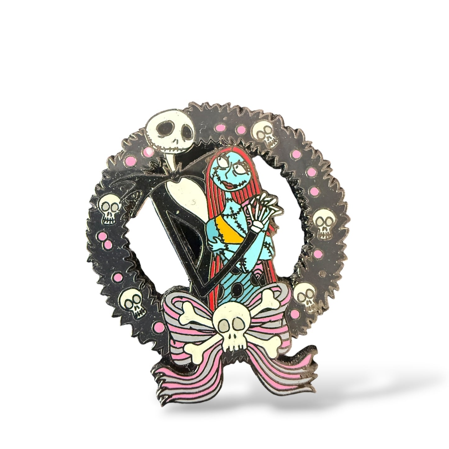 Disney Parks Nightmare Before Christmas Jack and Sally Wreath Pin