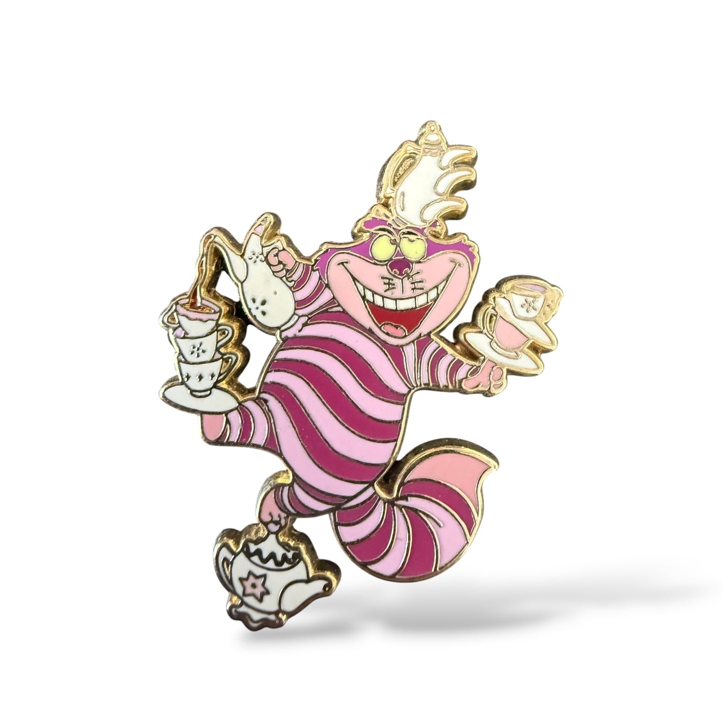 DLR Goofin' Around Collection Cheshire Cat Balancing Tea Cups Pin