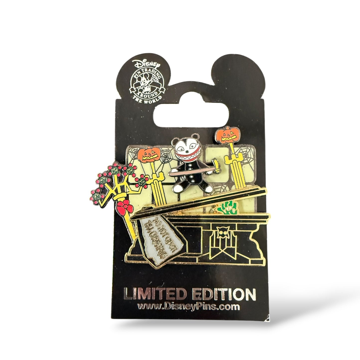 DLR 13 Treats in 5 Frightful Weeks Scary Teddy Coffin Scene Pin