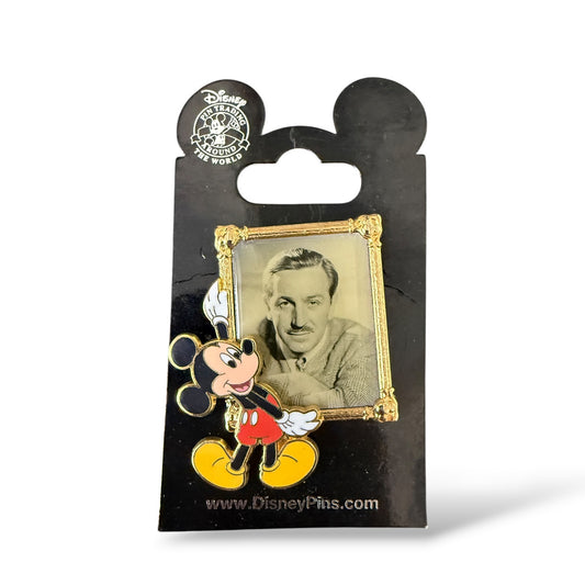Disney Parks Mickey Holding Walt Disney Portrait Frame Pin