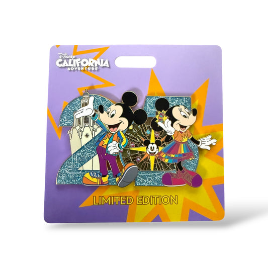 WDI Disney California Adventure 25th Anniversary Mickey and Minnie Jumbo Pin