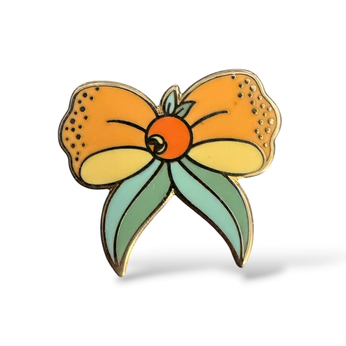 Orange Bird Designer Bow Fantasy Pin