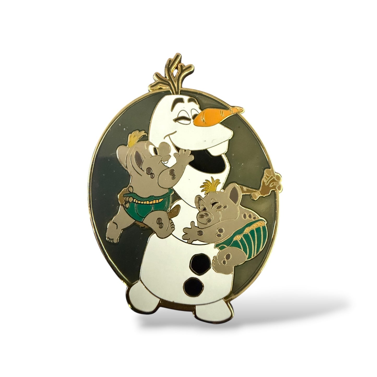 Frozen Olaf and Rock Troll Babies Hugging Fantasy Pin