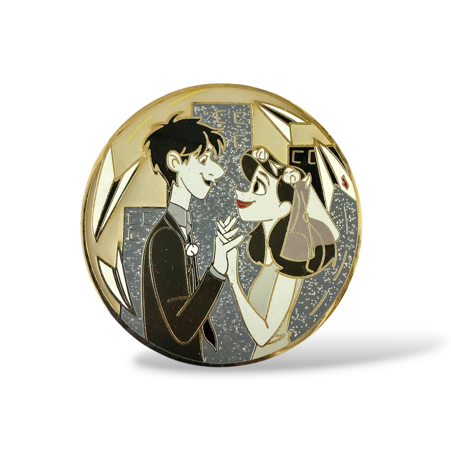 Paperman George and Meg Embrace Fantasy Pin