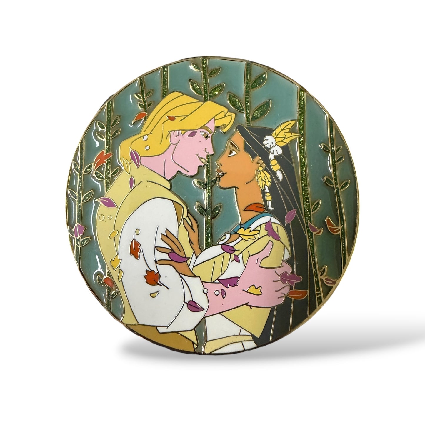 Pocahontas and John Smith Pastel Embrace Fantasy Pin