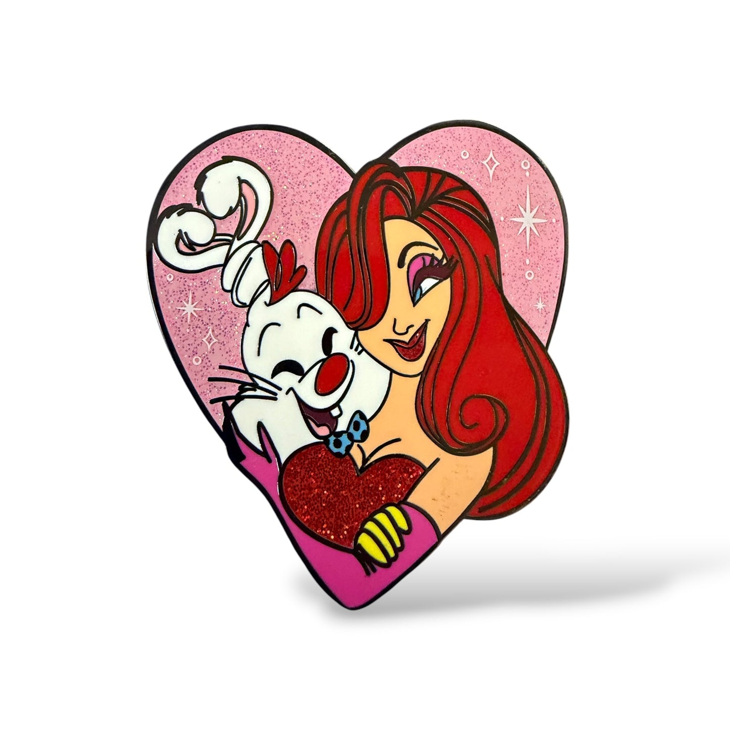 Roger and Jessica Rabbit Stylized Love Heart Fantasy Pin