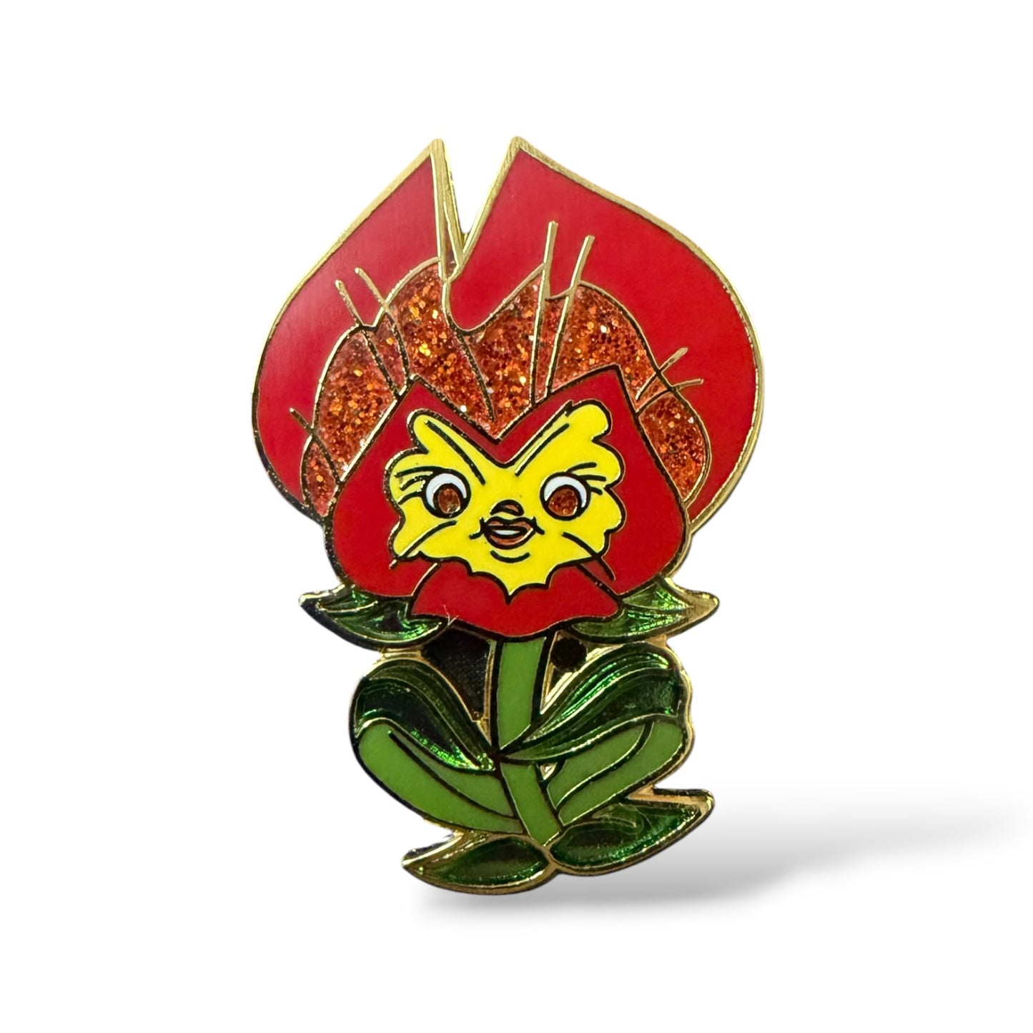 Alice in Wonderland Red Glitter Pansy Fantasy Pin