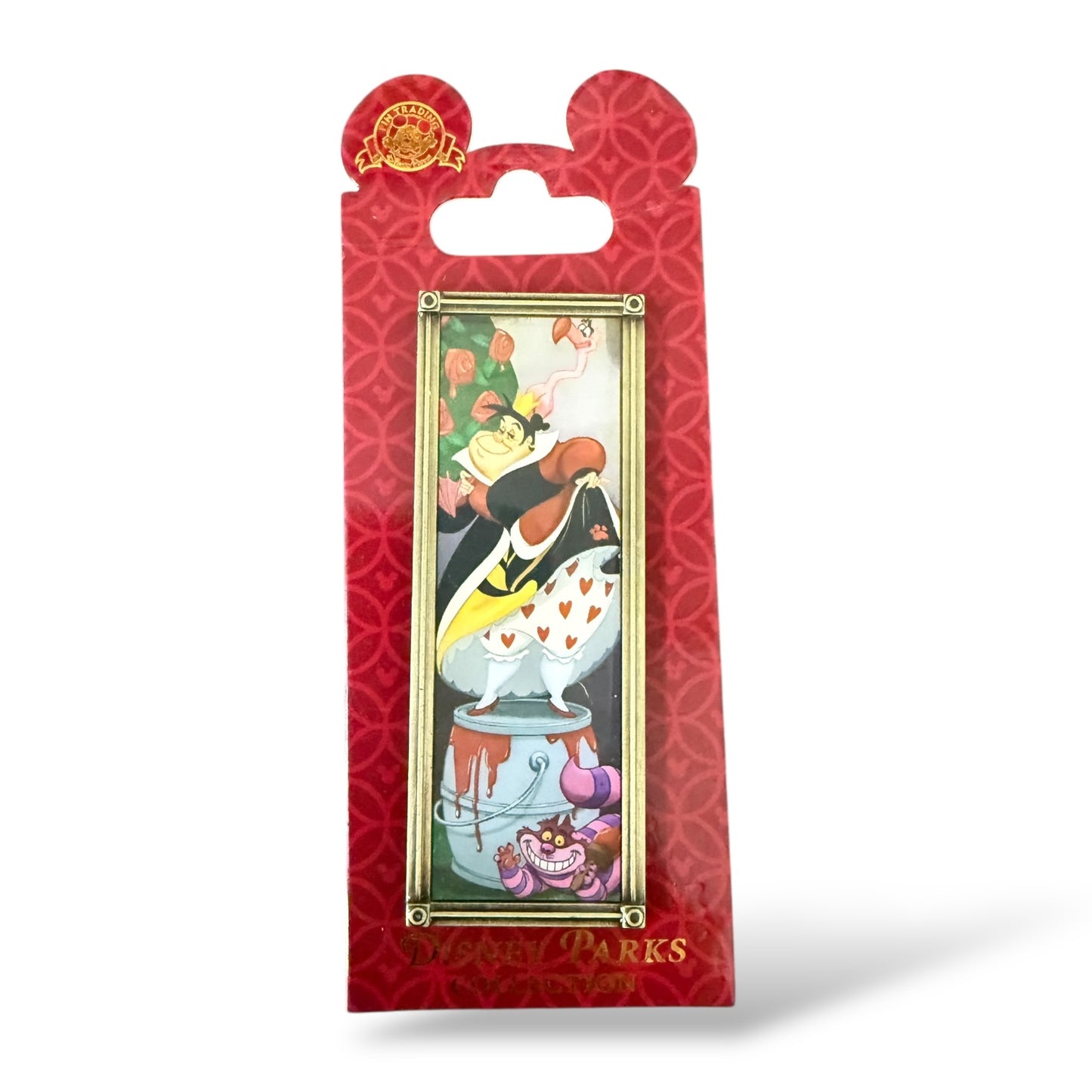 Disney Parks Haunted Mansion Villains Stretching Portrait Queen of Hearts and Cheshire Cat Pin