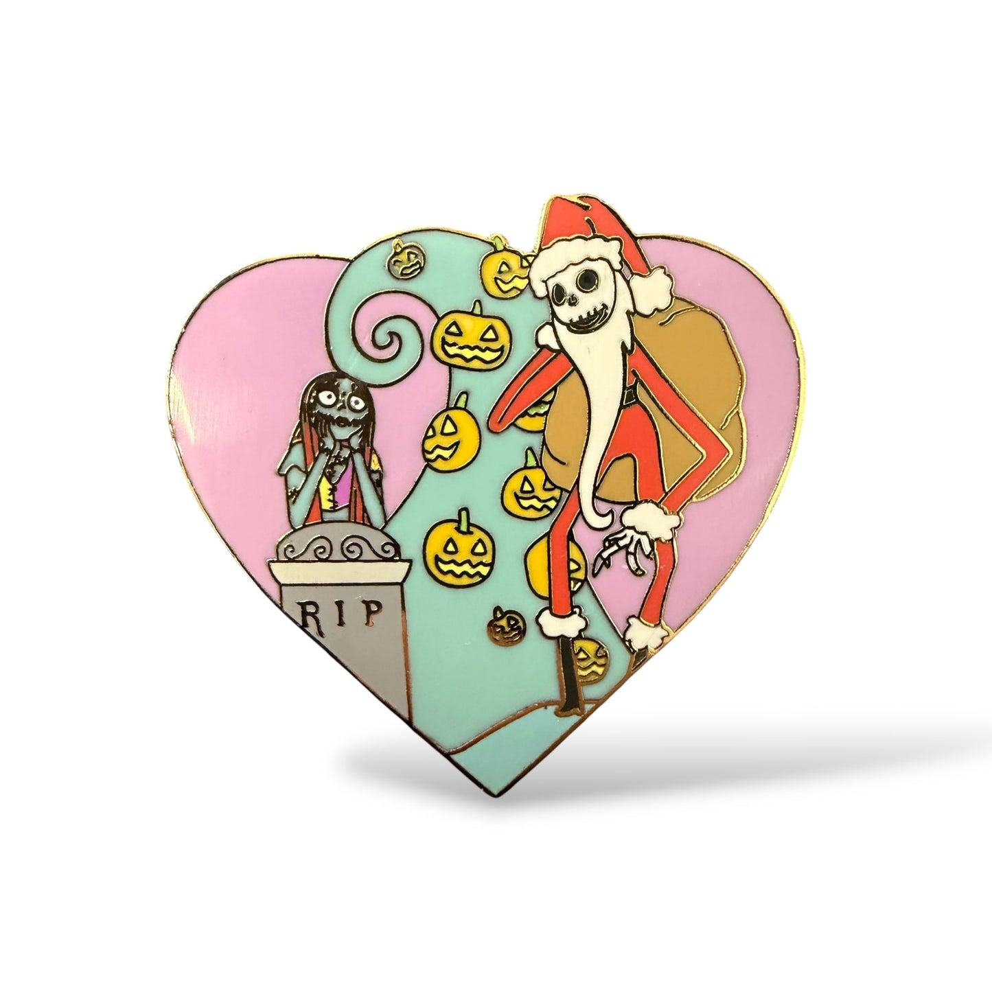 Nightmare Before Christmas Jack and Sally Heart Fantasy Pin