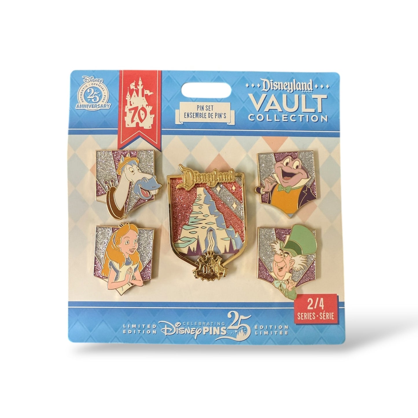 DLR Disneyland 70th Anniversary Vault Collection Display Frame Extension Fantasyland Pin Set