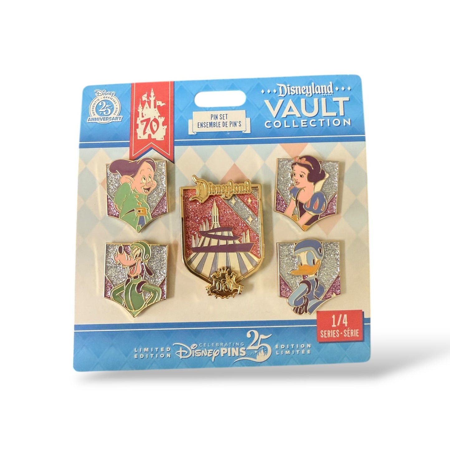 DLR Disneyland 70th Anniversary Vault Collection Display Frame Extension Tomorrowland Pin Set