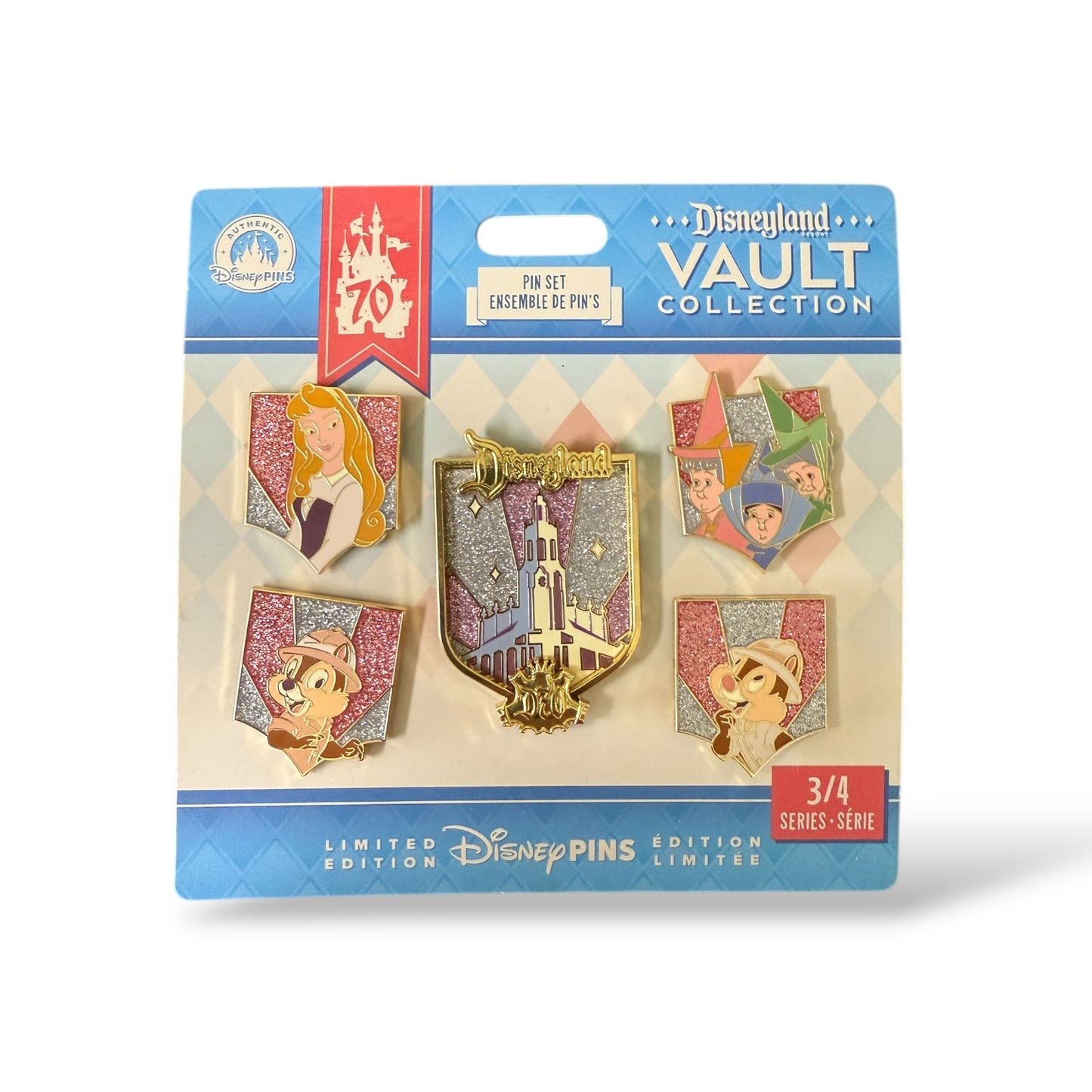 DLR Disneyland 70th Anniversary Vault Collection Display Frame Extension Disney's California Adventure Pin Set