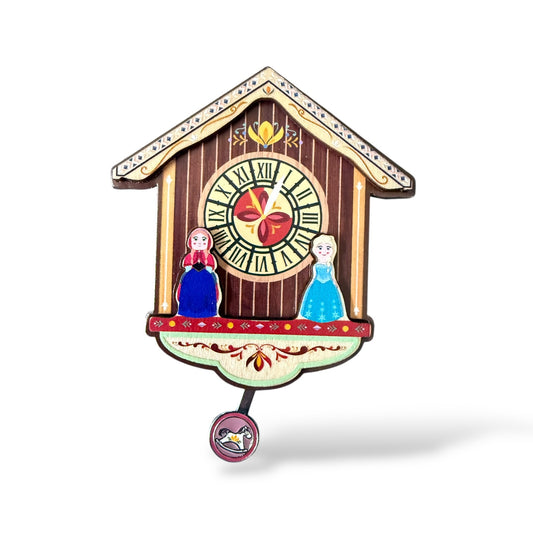HKDL World of Frozen Anna and Elsa Cuckoo Clock Pin