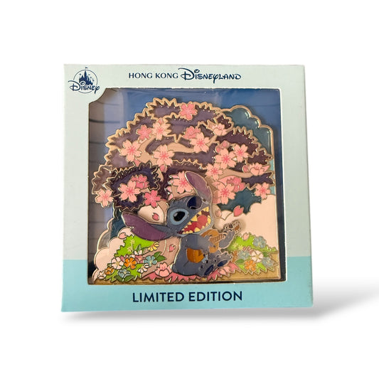 HKDL Stitch Playing a Ukulele Under a Cherry Blossom Tree Pin