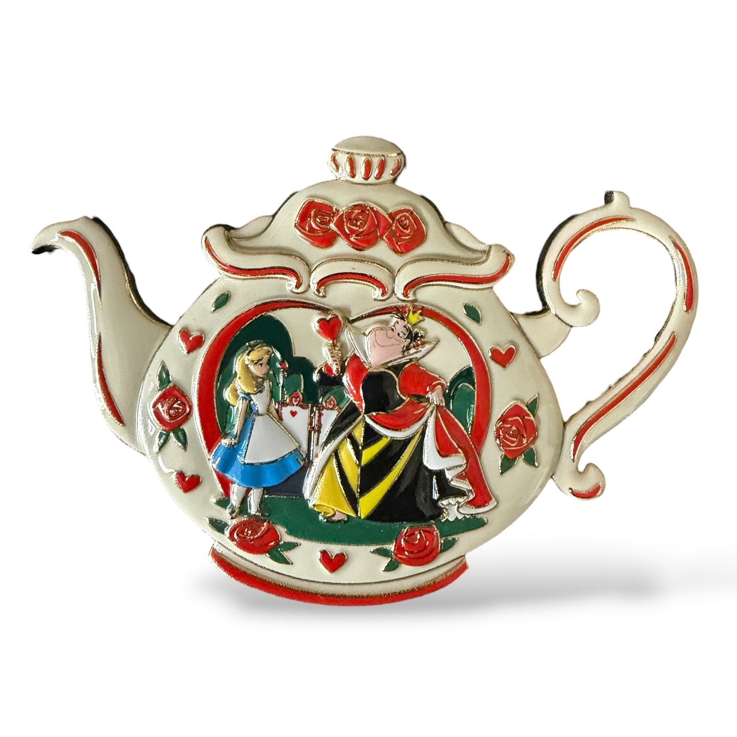 DEC Alice in Wonderland Teapots Alice and the Queen of Hearts Pin
