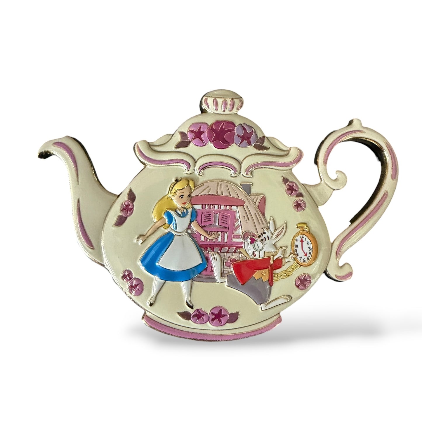 DEC Alice in Wonderland Teapots Alice and the White Rabbit Pin
