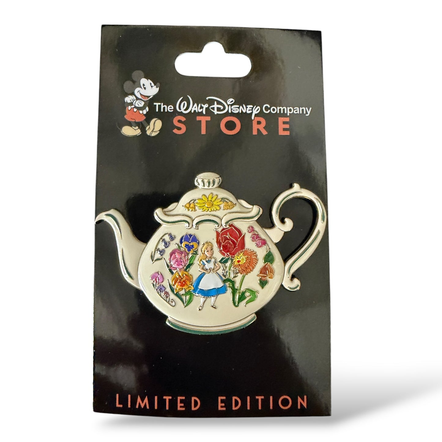 DEC Alice in Wonderland Teapots Alice and the Talking Flowers Pin
