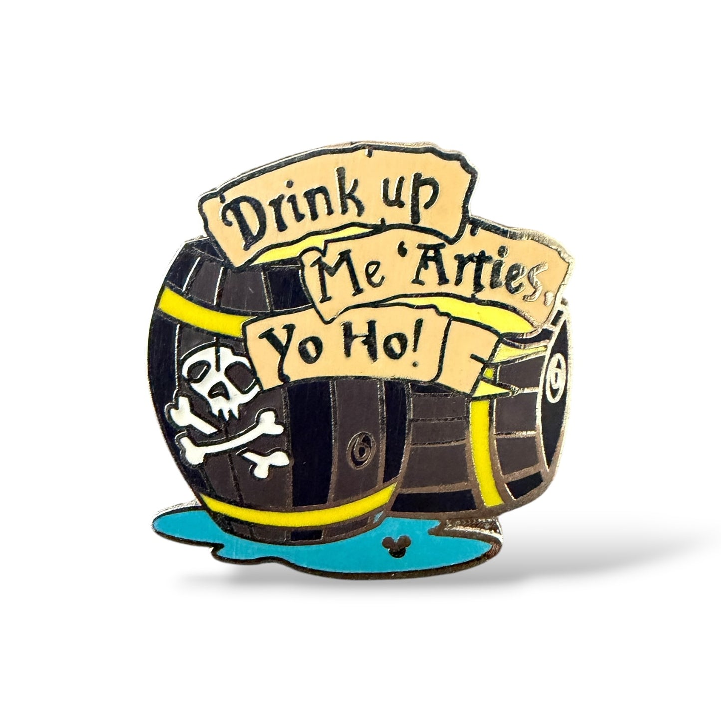 Cast Lanyard Pirates of The Caribbean Sayings Drink Up Me 'Arties Yo Ho! Hidden Mickey Pin