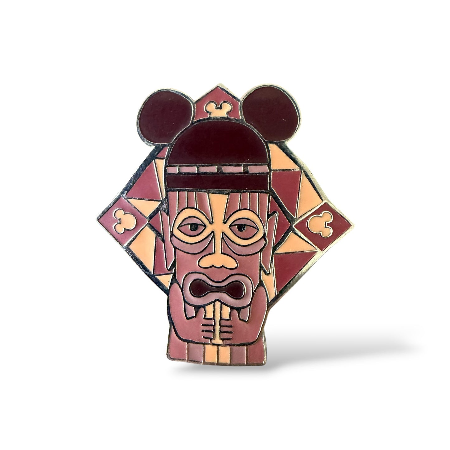 Cast Lanyard Carved Tikis in Mickey Ear Hats Maroon Hidden Mickey Pin