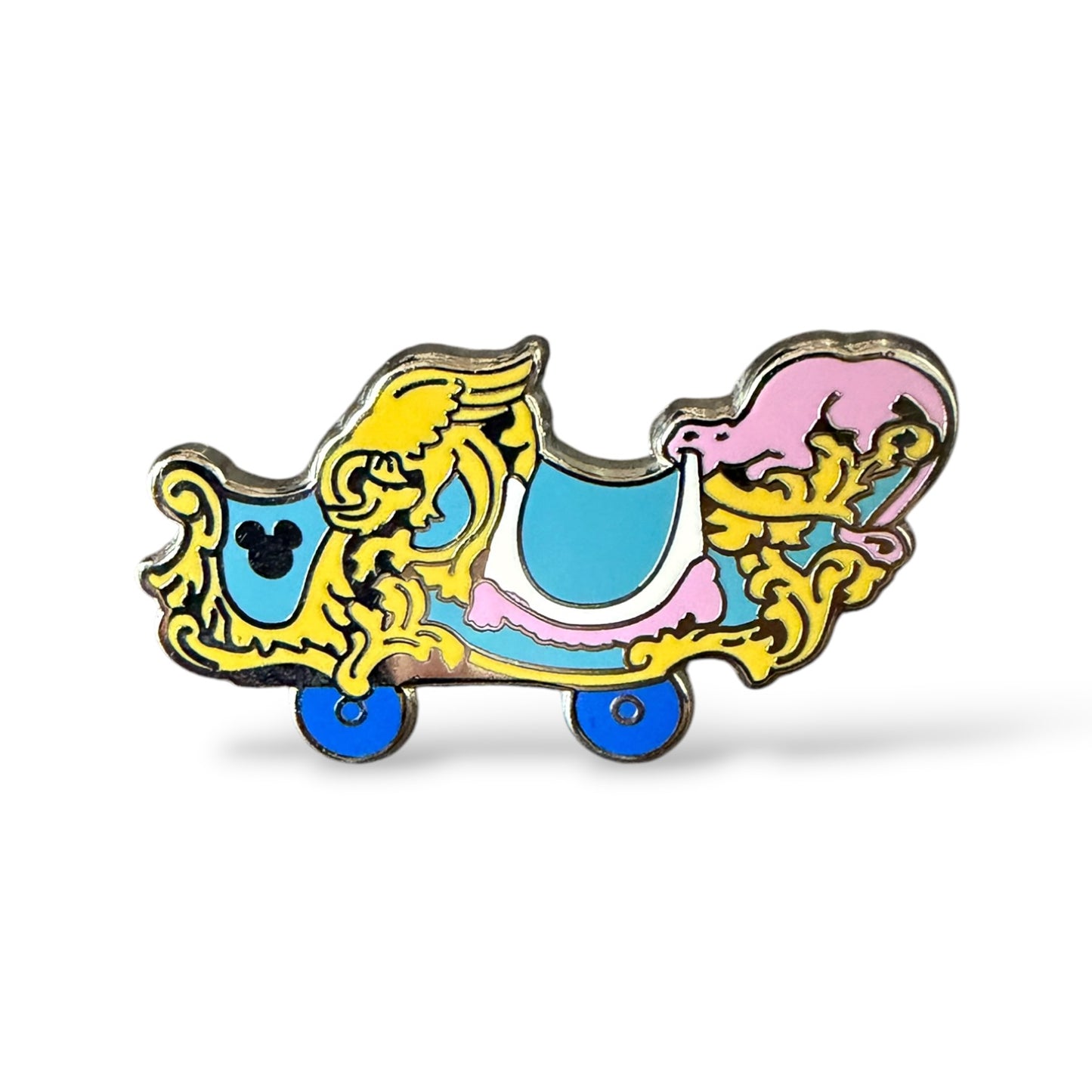 Cast Lanyard Casey Jr. Train Light Blue and Pink Car Hidden Mickey Pin