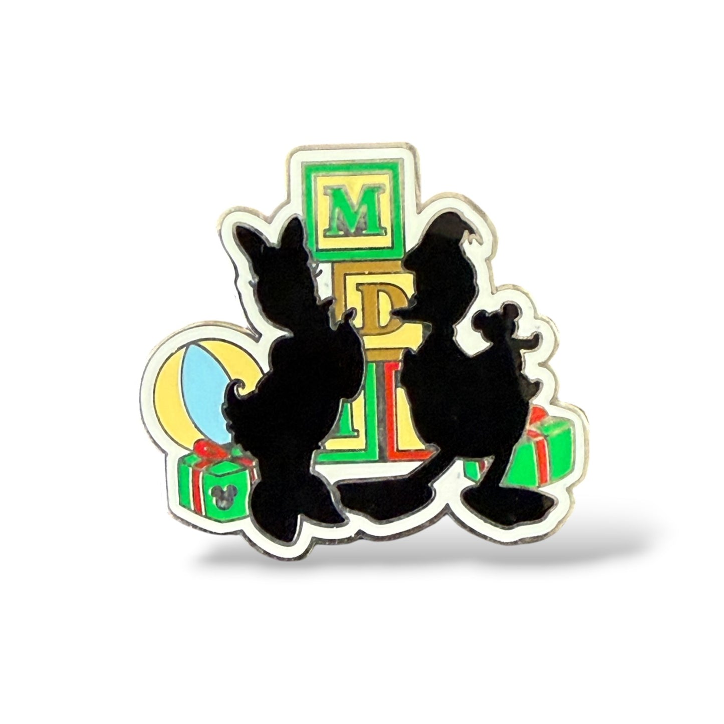 Cast Lanyard Christmas Silhouette Donald and Daisy Hidden Mickey Pin