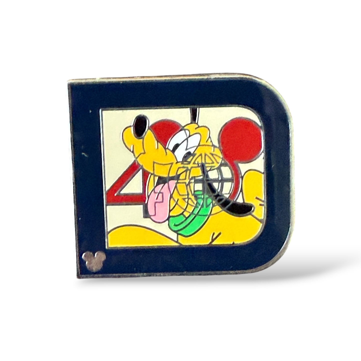 Cast Lanyard Retro Classic "D" Pluto Hidden Mickey Pin