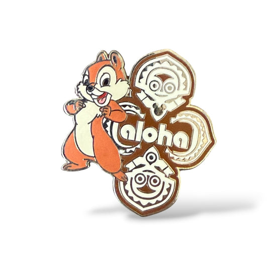 Cast Lanyard Chip n' Dale Aloha Signs Polynesian Resort Hidden Mickey Pin