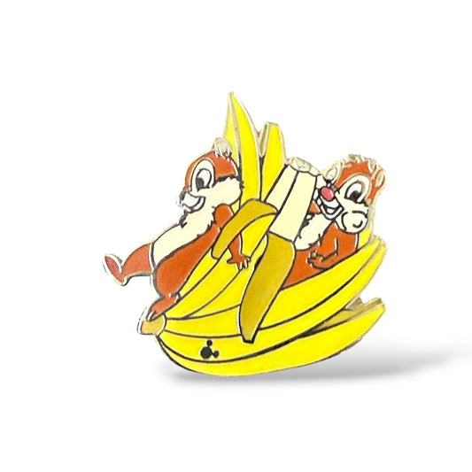 Cast Lanyard Chip n' Dale Health Food Bananas Hidden Mickey Pin