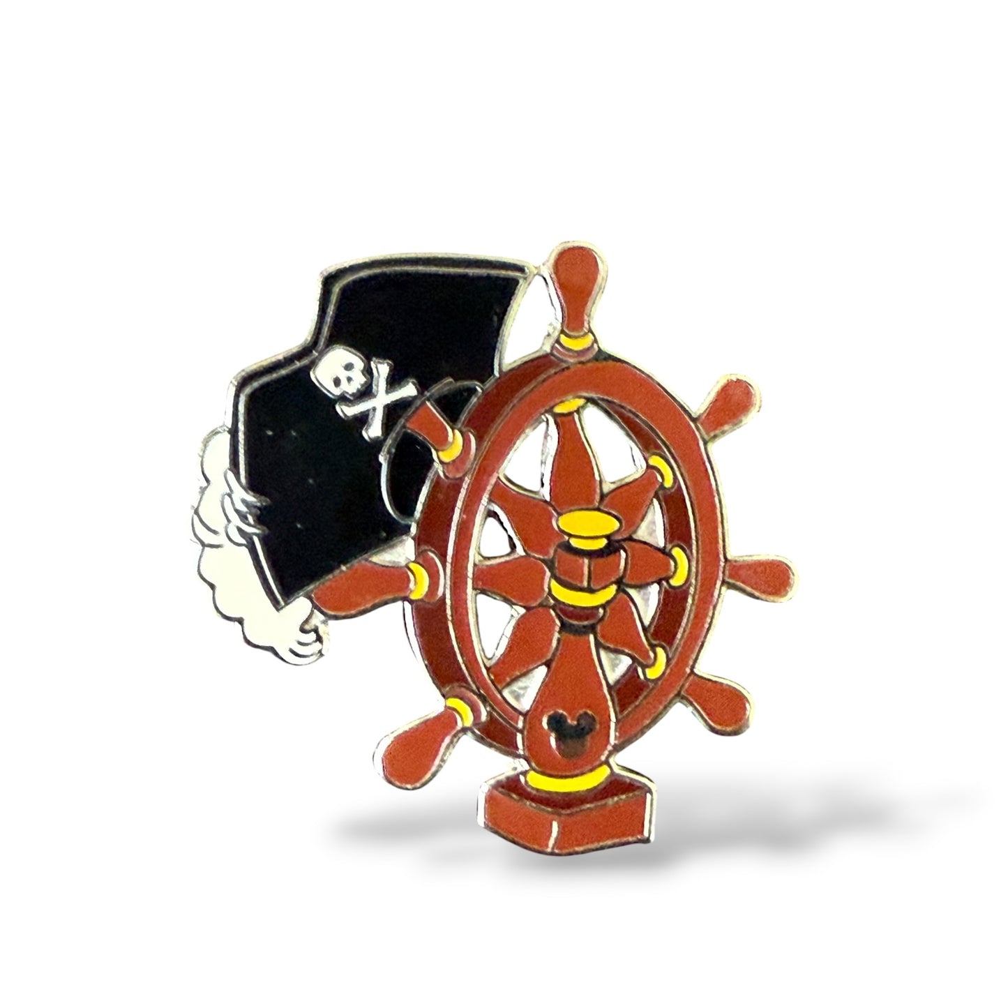Cast Lanyard Pirates of The Caribbean Pirate Hat and Ship's Wheel Hidden Mickey Pin
