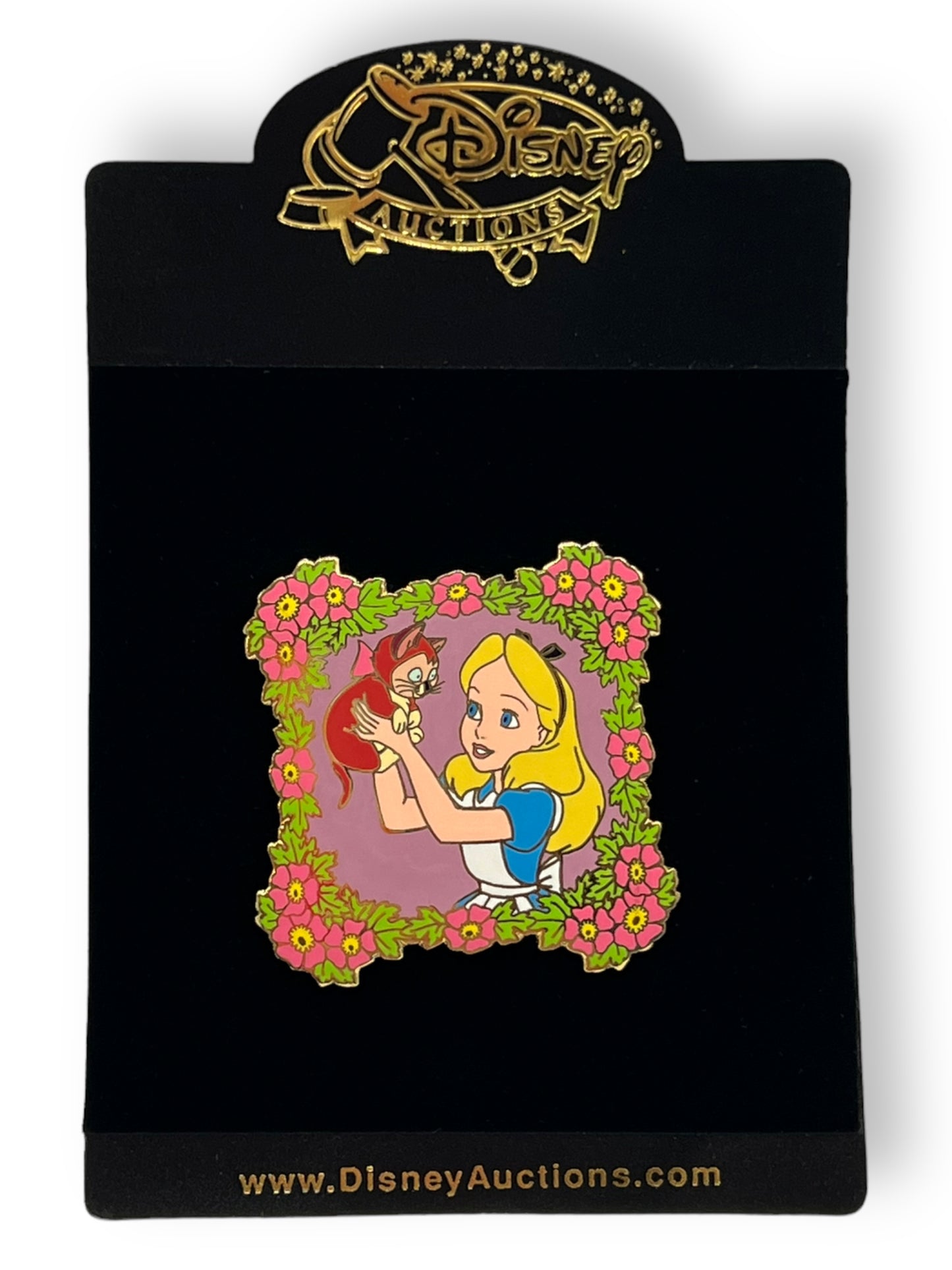 Disney Auctions Alice and Dinah Floral Frame Pin