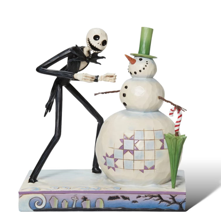 A Snowy Discovery Jack Skellington With Snowman