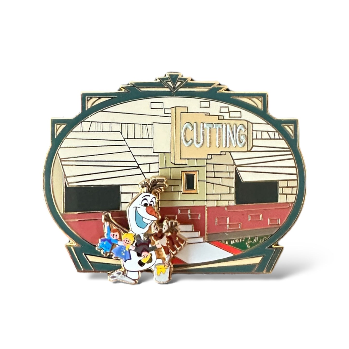 DEC Studio Lot Cutting Building Olaf Pin