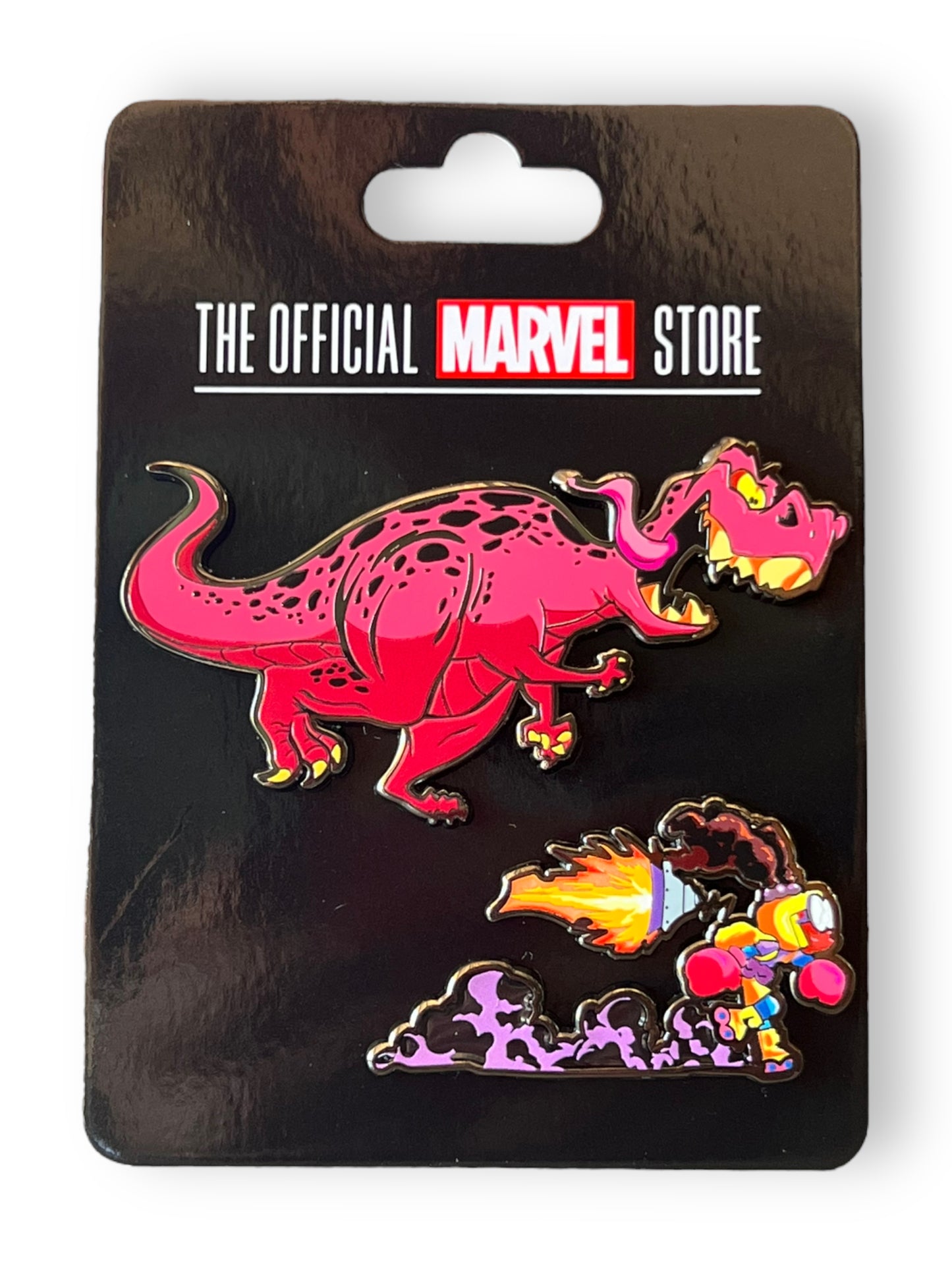 SDCC 2023 Marvel Store Skottie Young Moon Girl & Devil Dinosaur Pin Set
