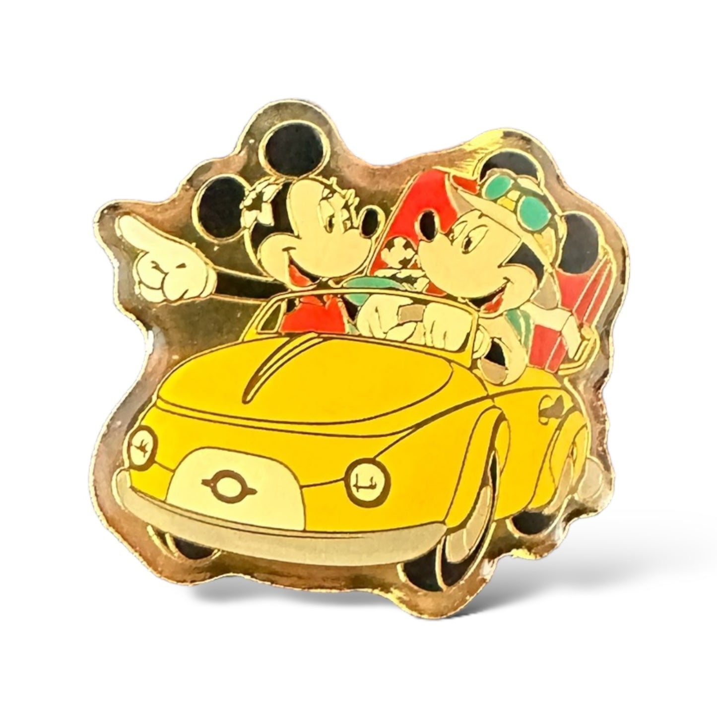 TDR Mickey and Minnie Yellow Convertible Car Pin