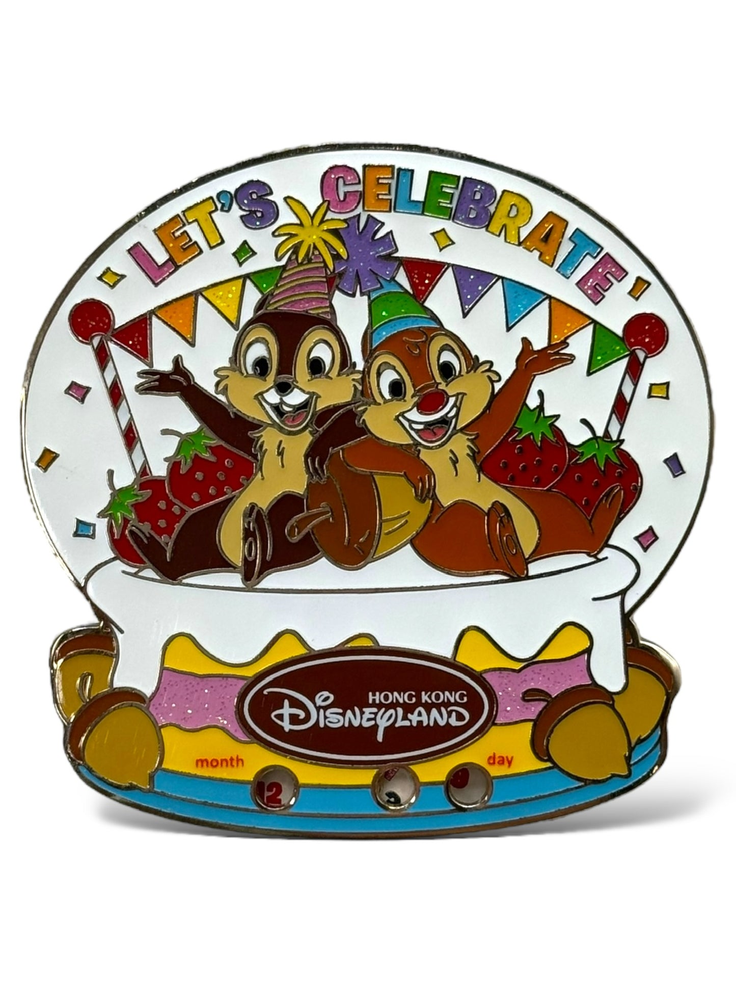 HKDL Let's Celebrate Chip n' Dale Spinner Pin