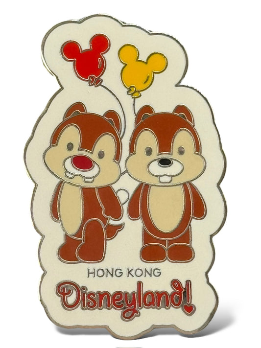 HKDL Cute Characters Chip n' Dale with Balloon Pin