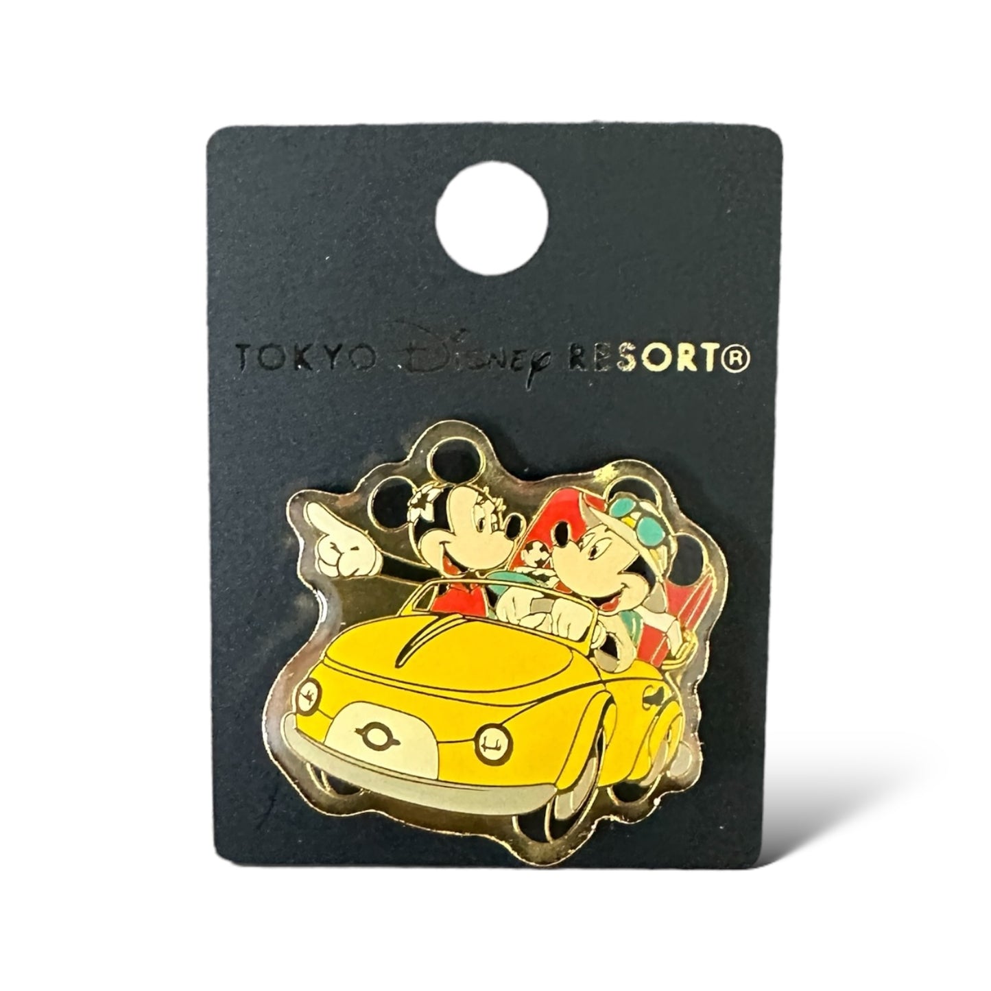 TDR Mickey and Minnie Yellow Convertible Car Pin