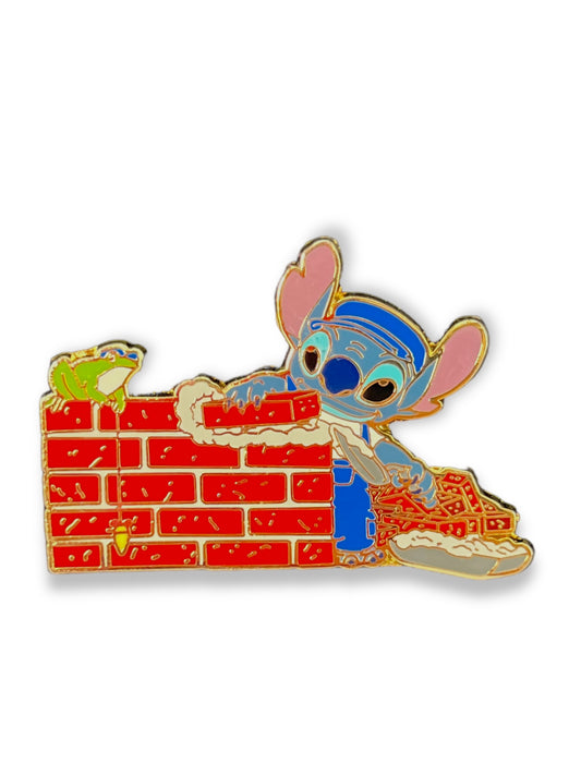Disney Shopping Stitch Working Around The House Laying Bricks Pin