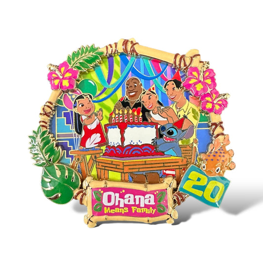 DEC Lilo & Stitch 20th Anniversary Ohana Means Family On Birthdays Pin