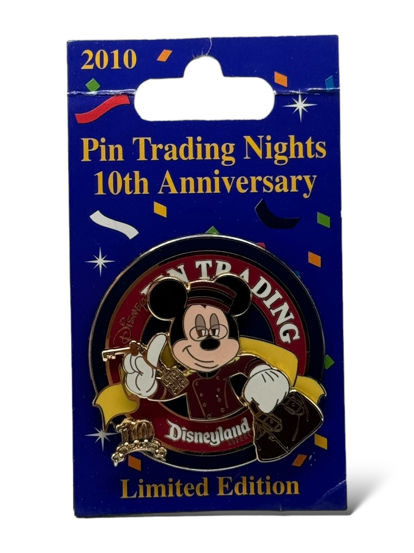 DLR 10th Anniversary Pin Trading Nights Mickey Tower of Terror Bellhop Pin