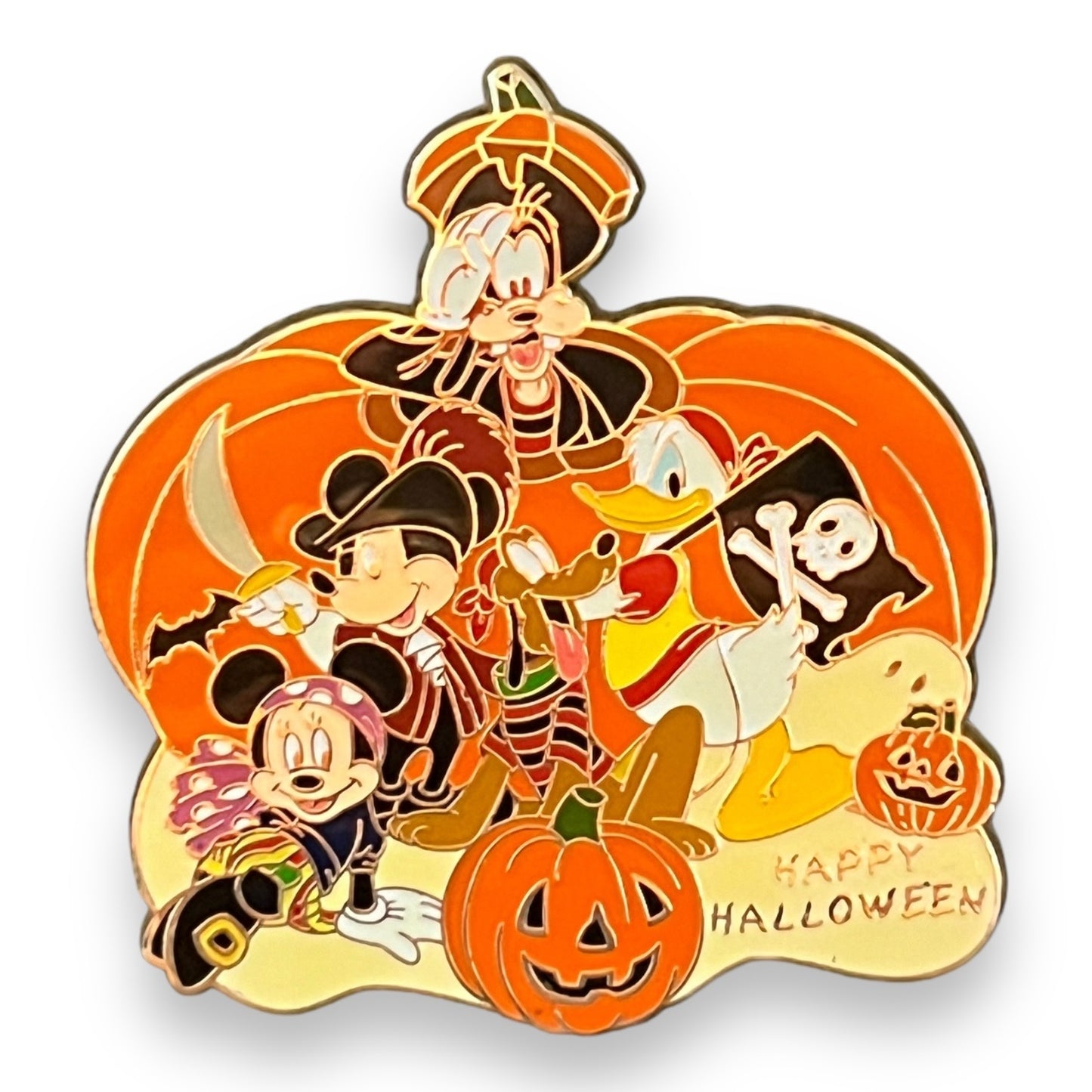 JDS Happy Halloween Mickey, Minnie, Donald Duck & Goofy Pin