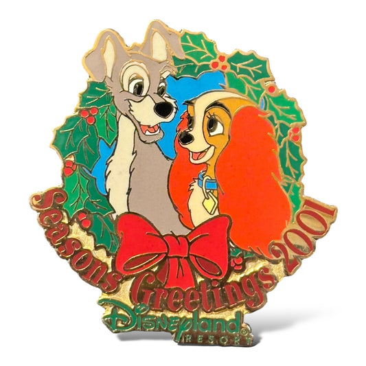 DLR Season's Greetings 2001 Passholder Lady and Tramp Pin