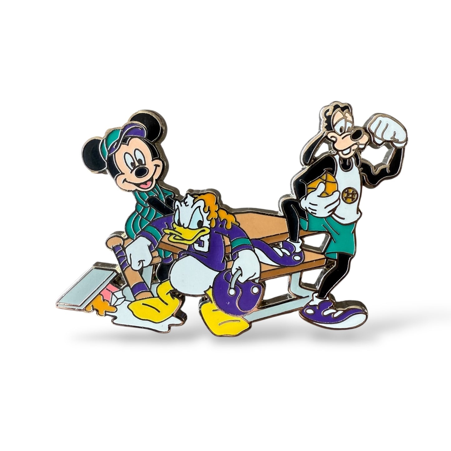 WDW Pin Trading University School Cafeteria Frame Set Mickey, Donald, and Goofy Pin