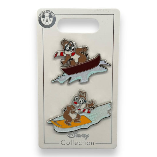 Disney Parks Chip and Dale Holiday Snowboards 2 Pin Set