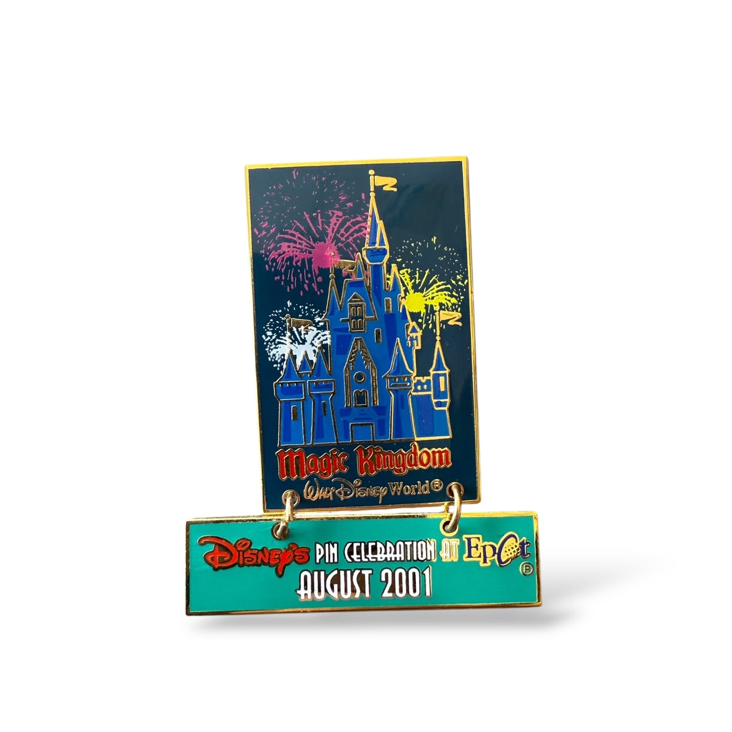 WDW Pin Celebration Countdown Magic Kingdom Castle Fireworks Dangle Pin