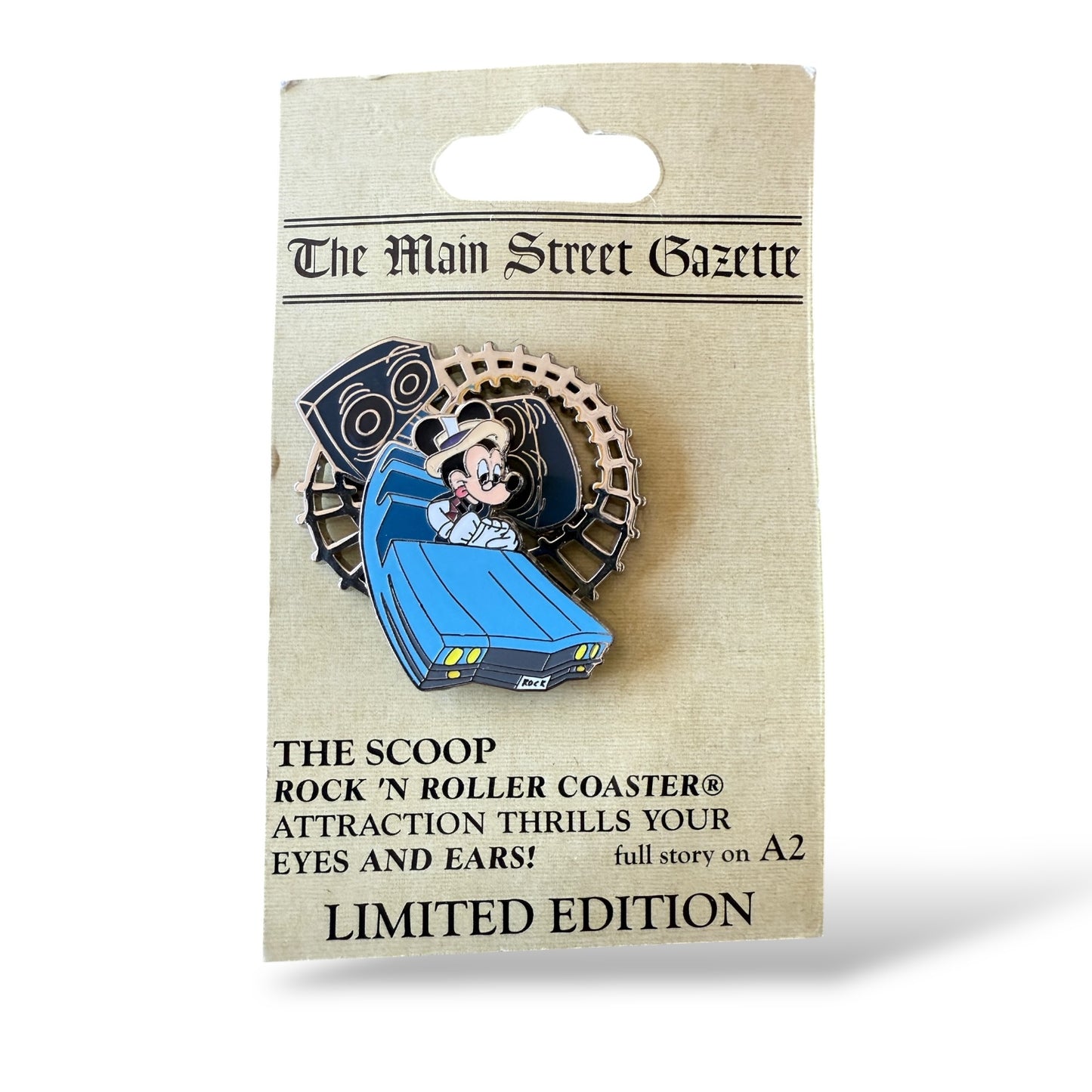 WDW Main Street Gazette Collection Here's the Scoop Mickey Rock 'n Roller Coaster Pin